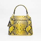 Geanta dama piele naturala cu textura sarpe DiAmanti Adele Snake Galben